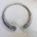 Silver Antique Vintage Style Bangle Hollow Enamel Bracelet Turquoise Stones