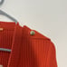 Tory Burch Orange Rib Cotton Cashmere V-Neck Sweater Button Shoulder Size Small