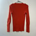 Tory Burch Orange Rib Cotton Cashmere V-Neck Sweater Button Shoulder Size Small