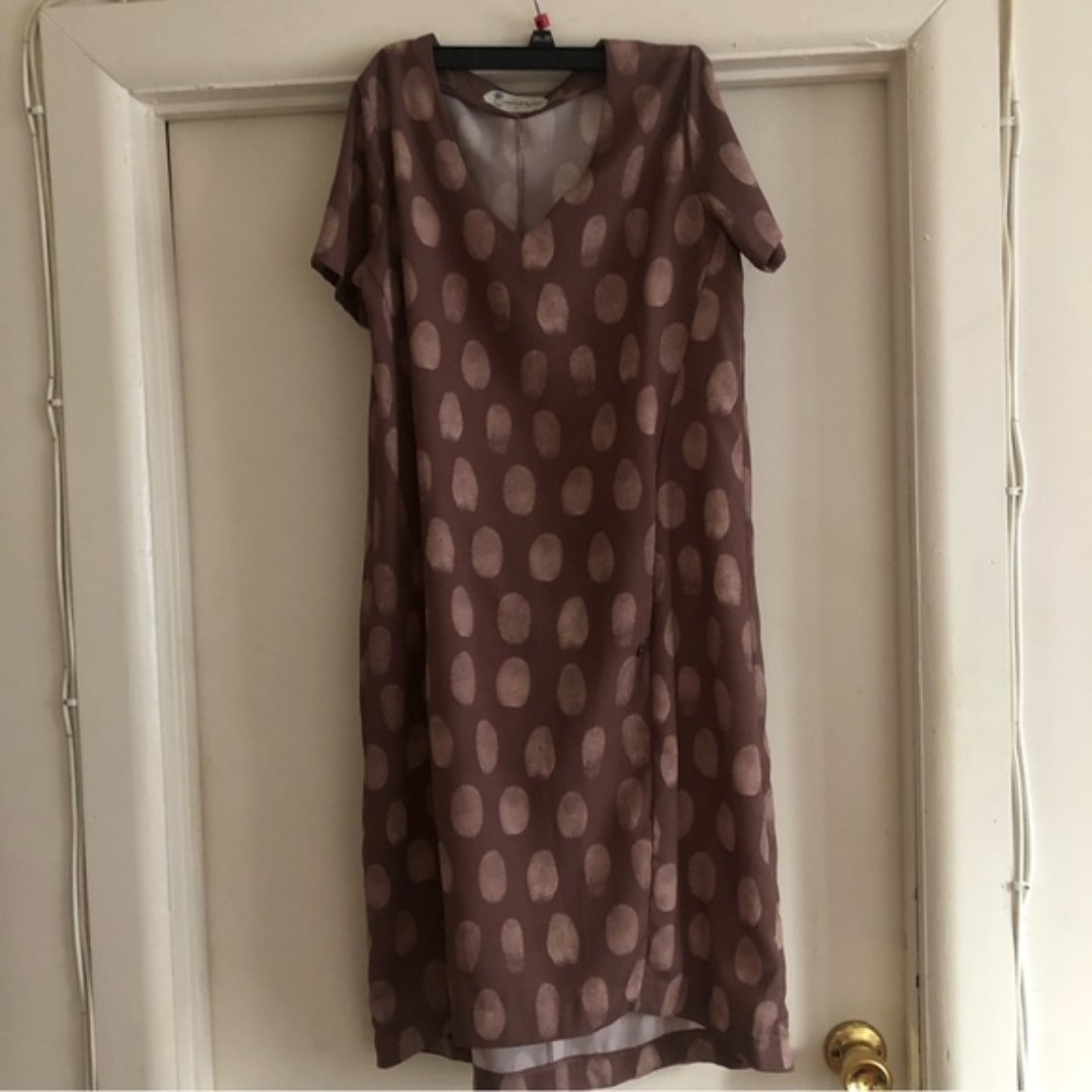 Anthropologie Ottodame Fingerprint Althea High Low Brown Dress Size 6