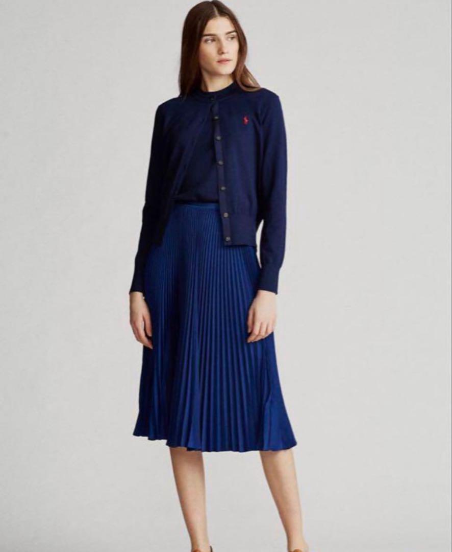 Polo Ralph Lauren Pleated Georgette Skirt Navy M