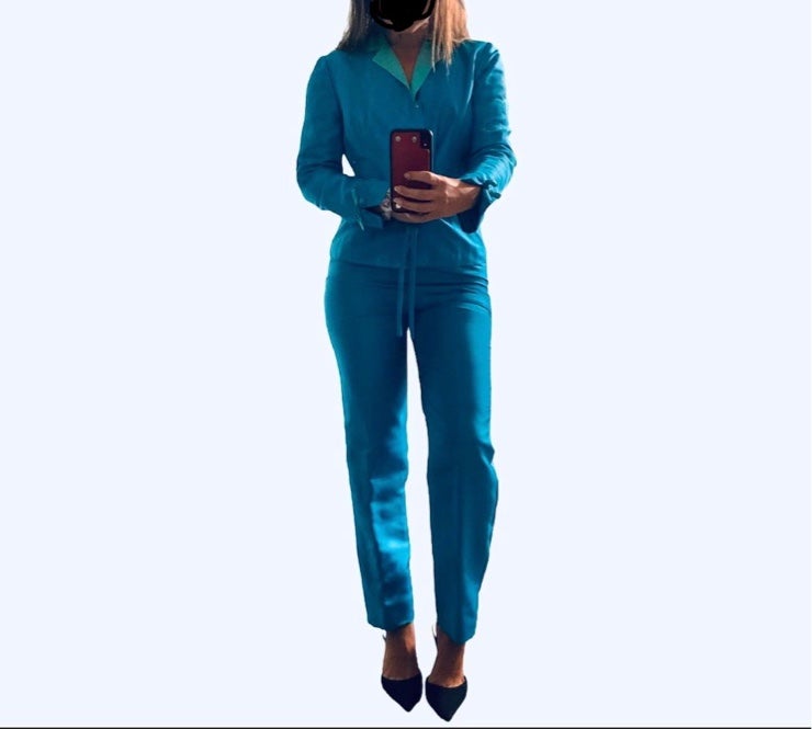 Blue silk Pant Suit