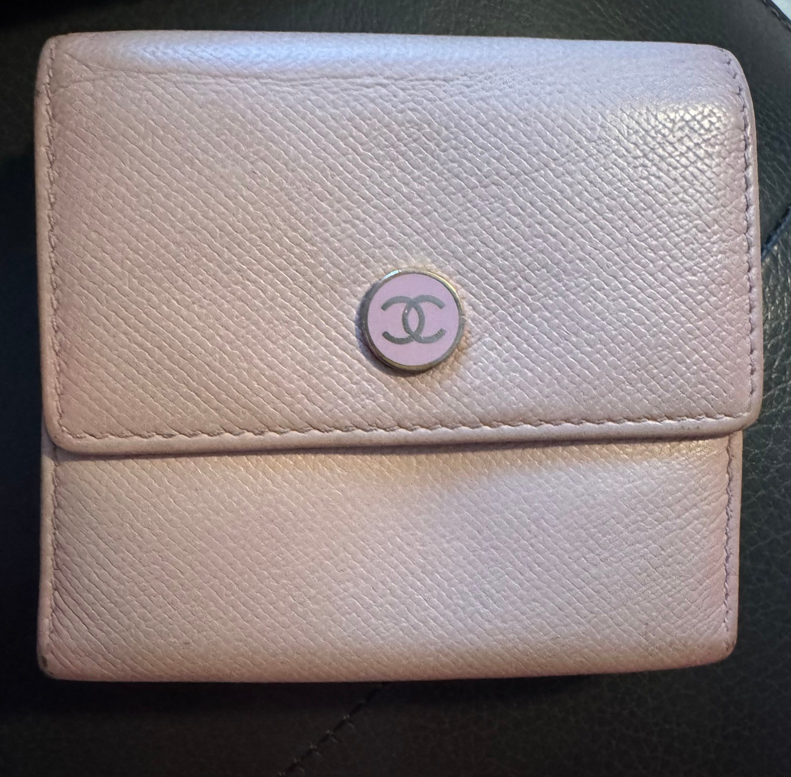 CHANEL Bi-Fold Pink Wallet W/ double snap