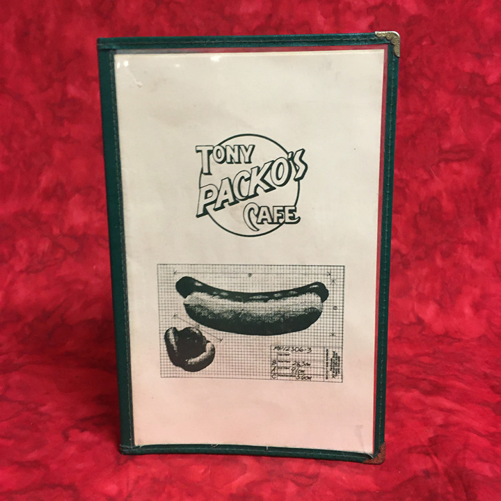 Vintage Tony Packo's Menu Original in Protective Holder Hungarian Hot Dogs Chili