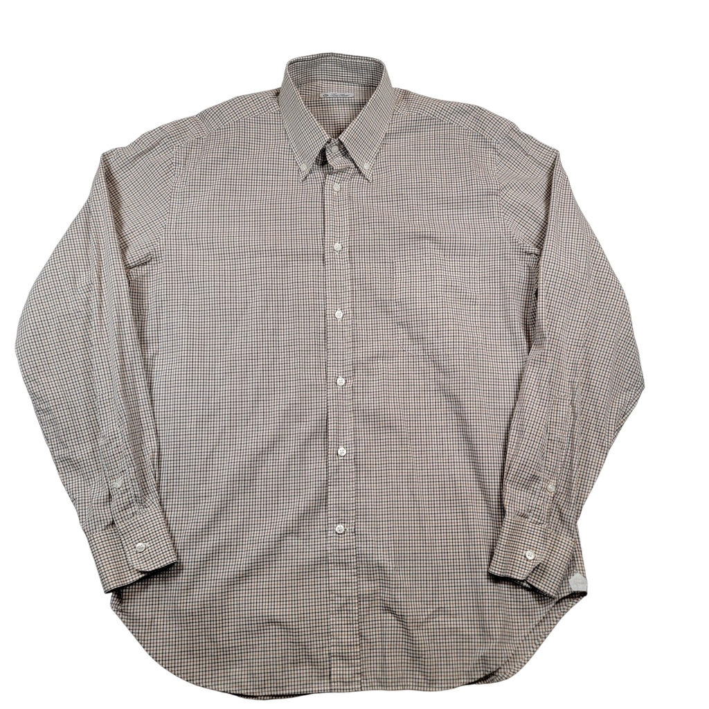Loro Piana Button Down Shirt Men's Sz 17.5 44 Tattersall Checkered Quiet Luxury