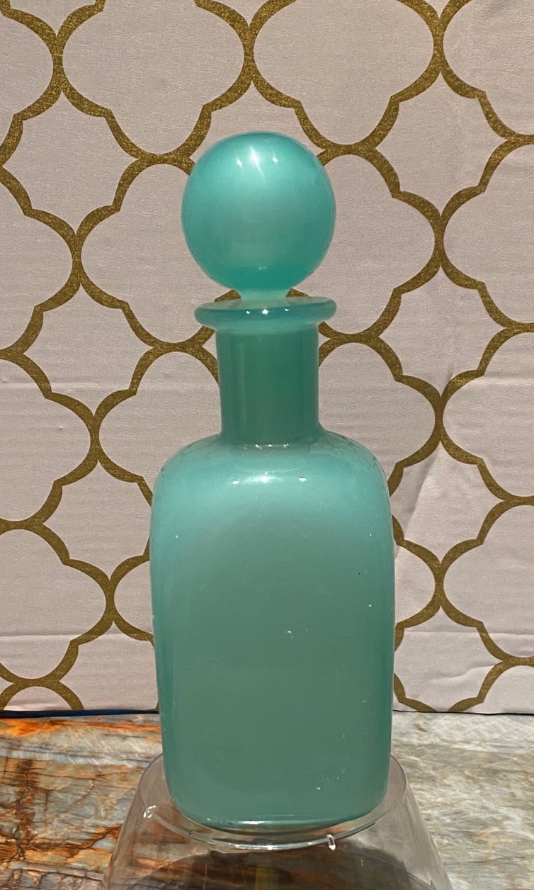 Archimede Seguso. Vintage Murano Glass Blue Opalescent Decanter