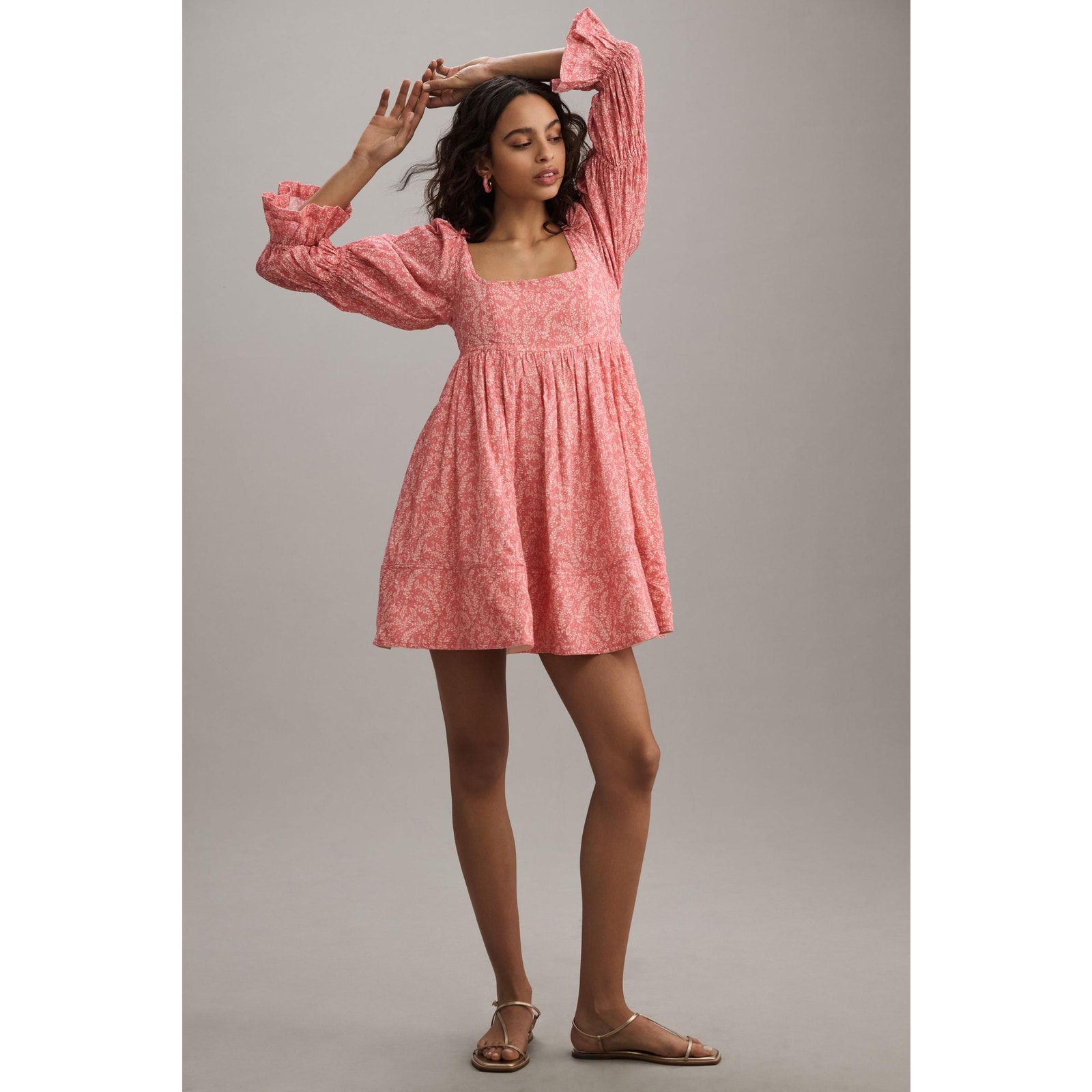 Pink Anthropologie Pilcro Long-Sleeved Babydoll Dress - Size S