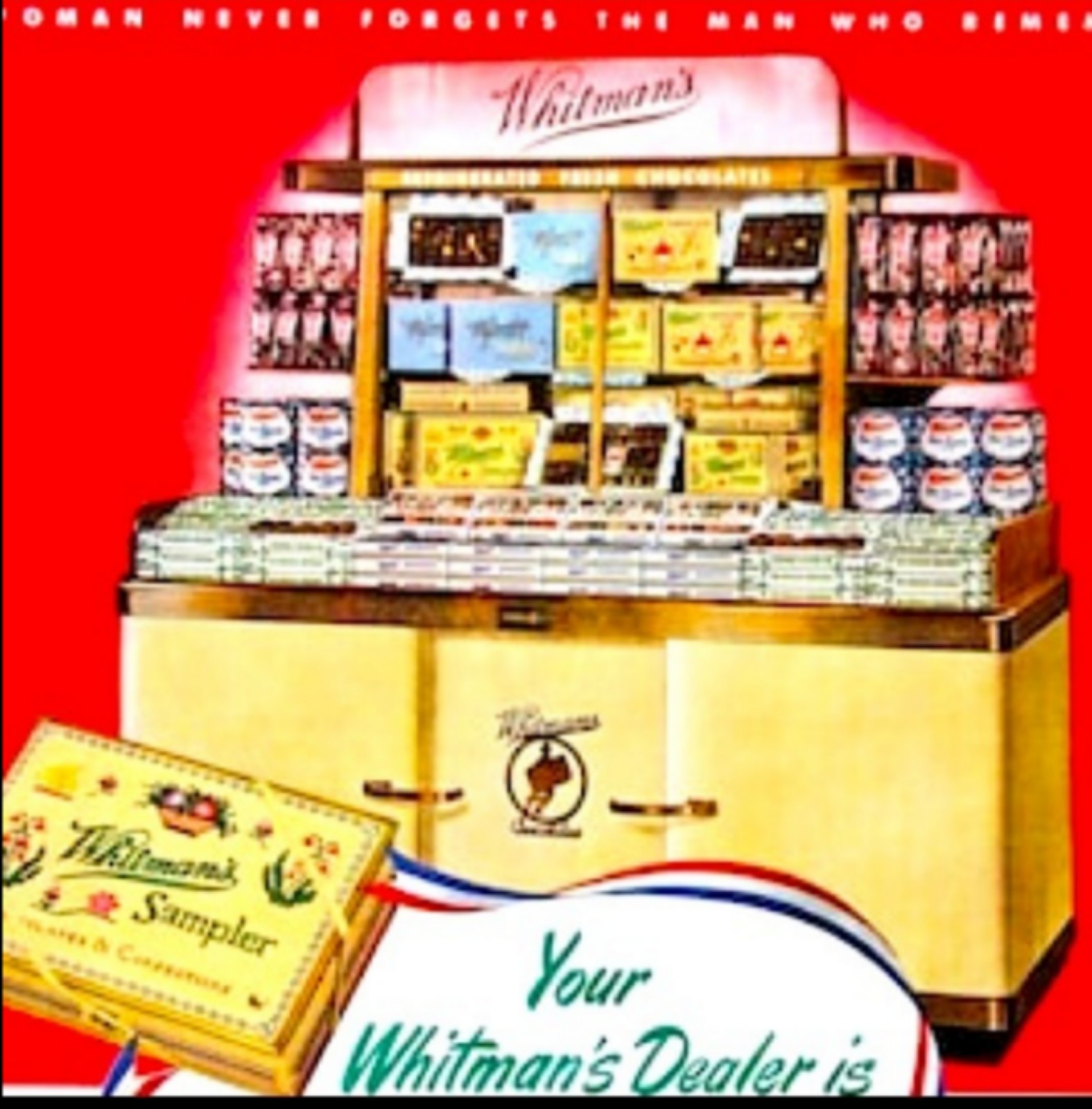 1947 Vintage Whitman's Sampler Tin Hinged Box