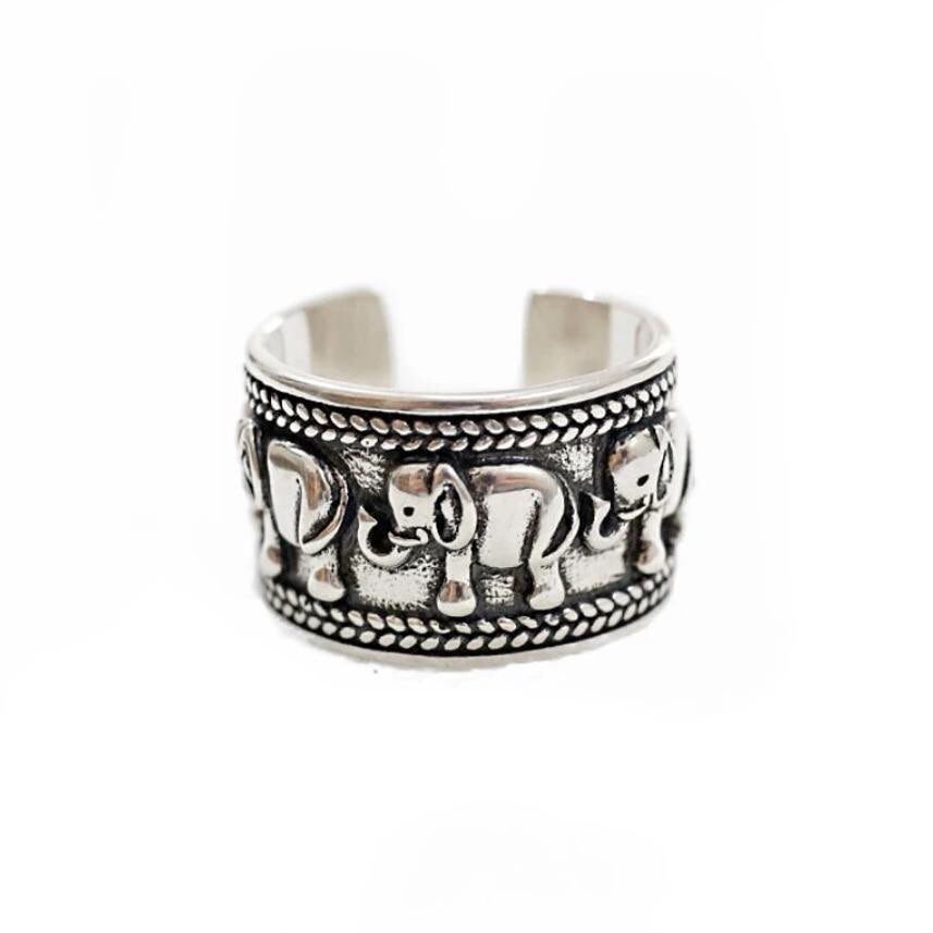 Sterling silver elephant gypsy ring