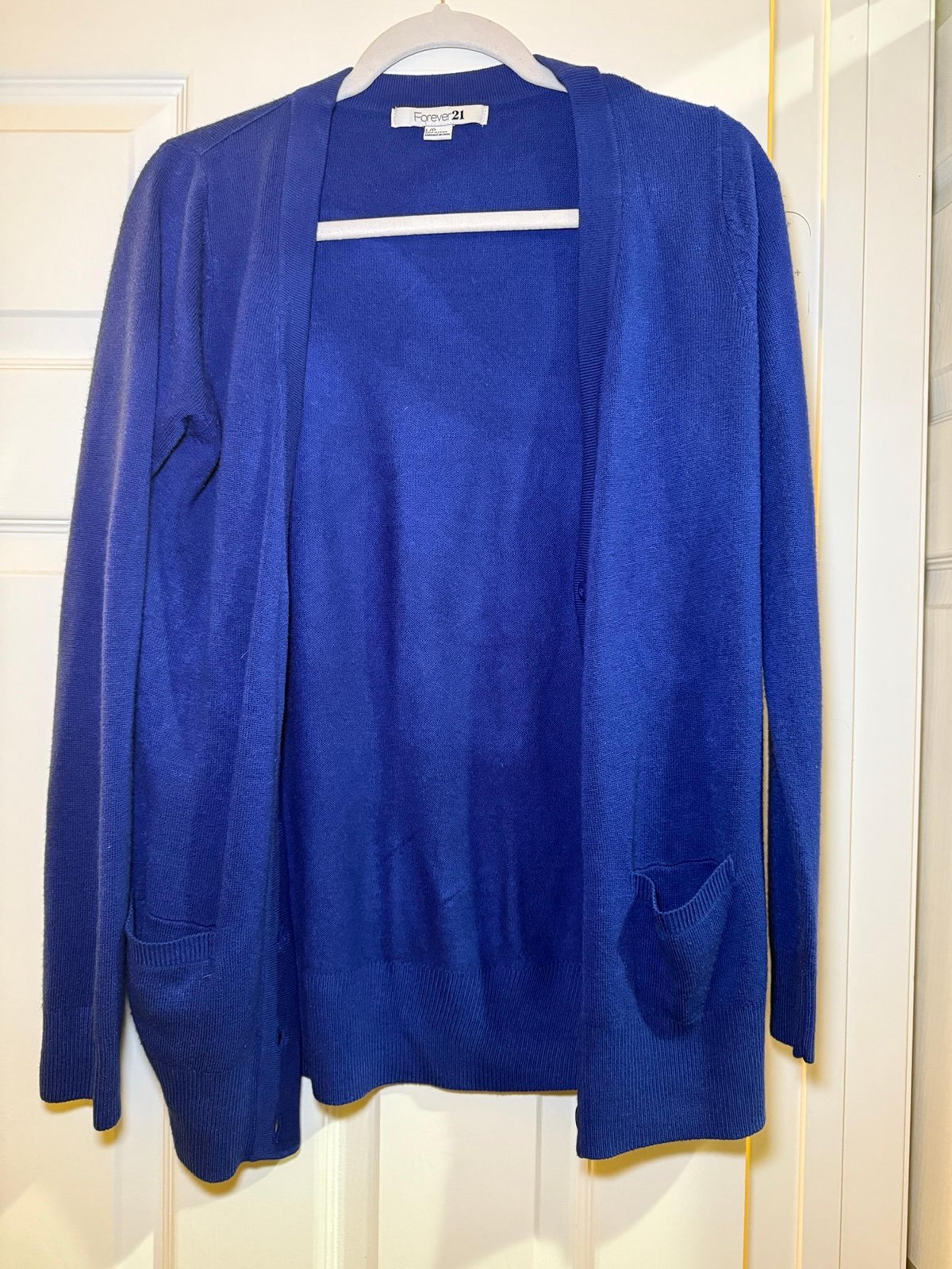 Forever 21 Royal Blue Open Front Cardigan – Size Large