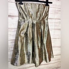 Alice & Olivia Ashley Strapless Mini Dress Metalic Gold size 2