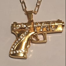 14K Gold 2 PAC Gun Necklace