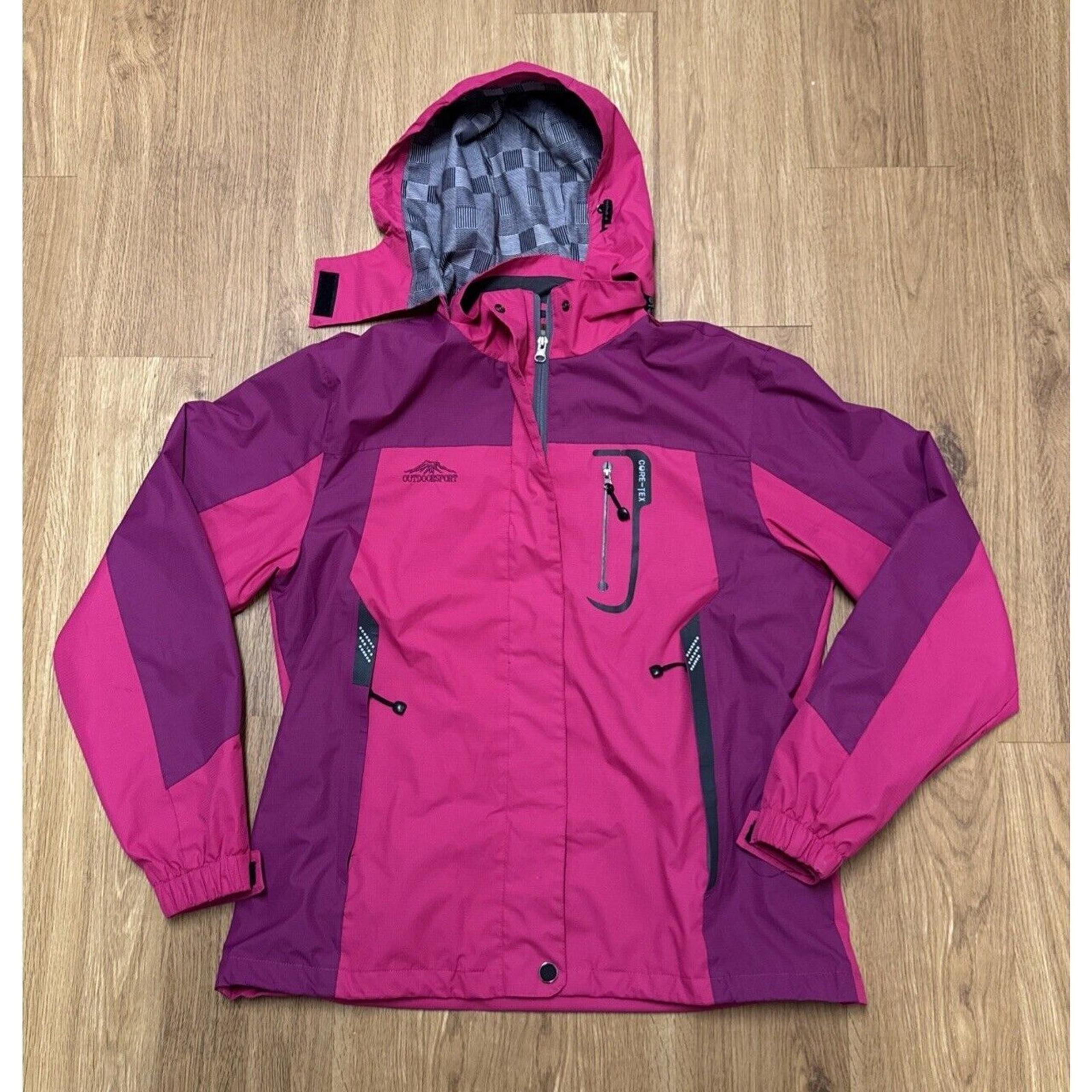 Pink Women's Rain Jacket Large Diamond Candy Outdoor Fashion Lined