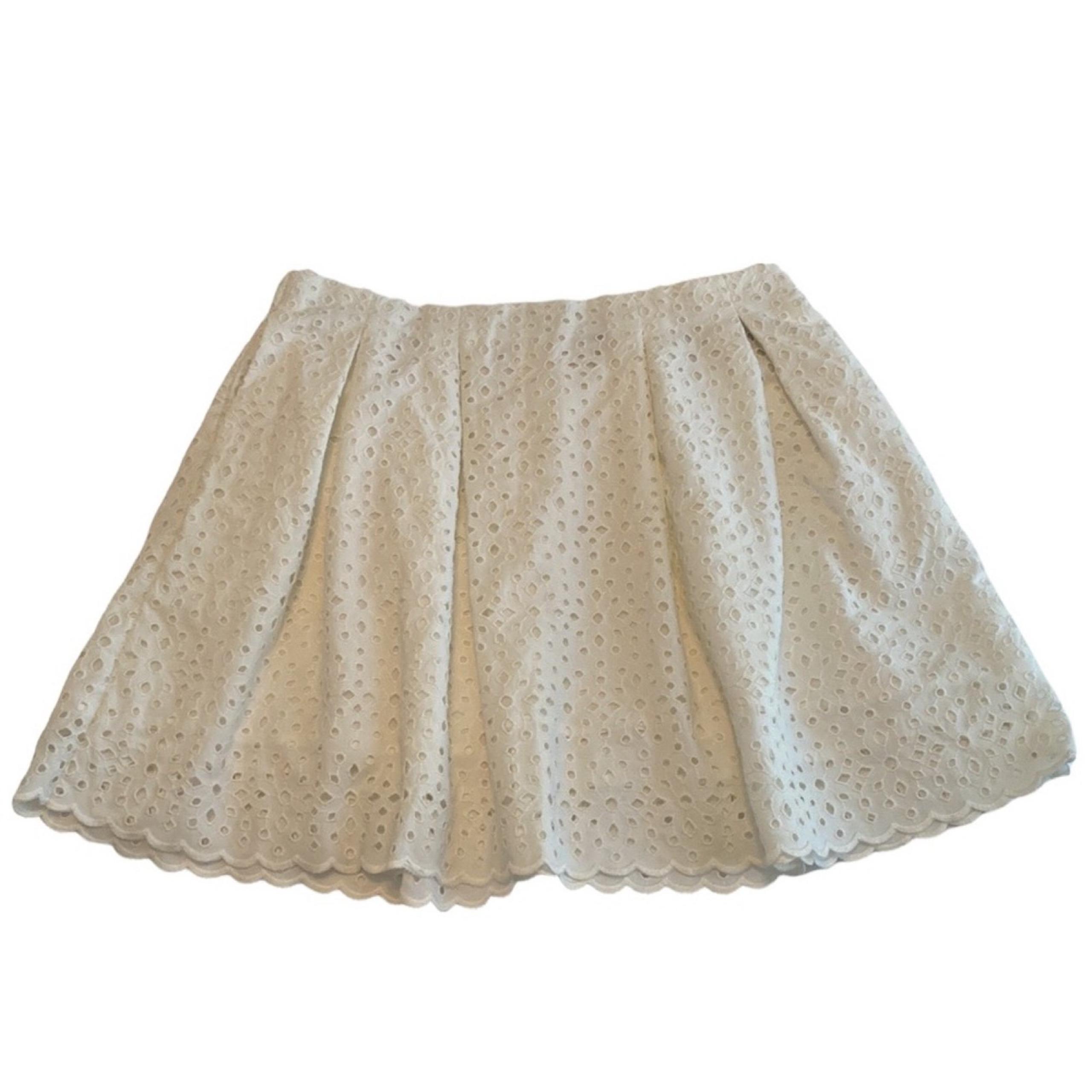 Express White Cotton Eyelet Lace Full Skater Skirt size Large