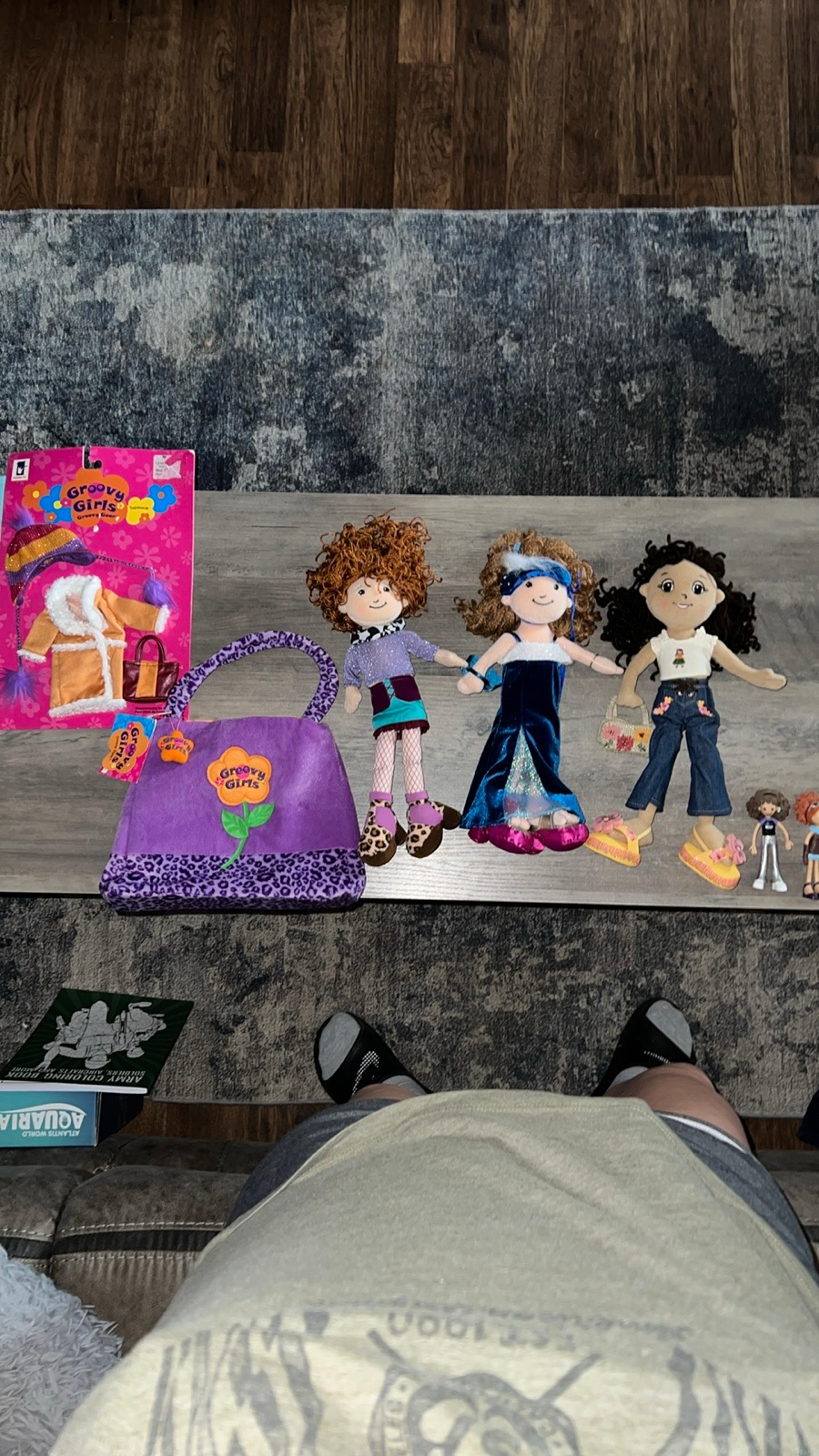 3 GROOVY GIRLS Plush Fashion Doll Lot/Groovy Gear/Purse/Bendables