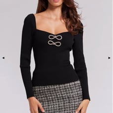 NWT Generation Love Brittani Crystal Bow Top Black Sz Small