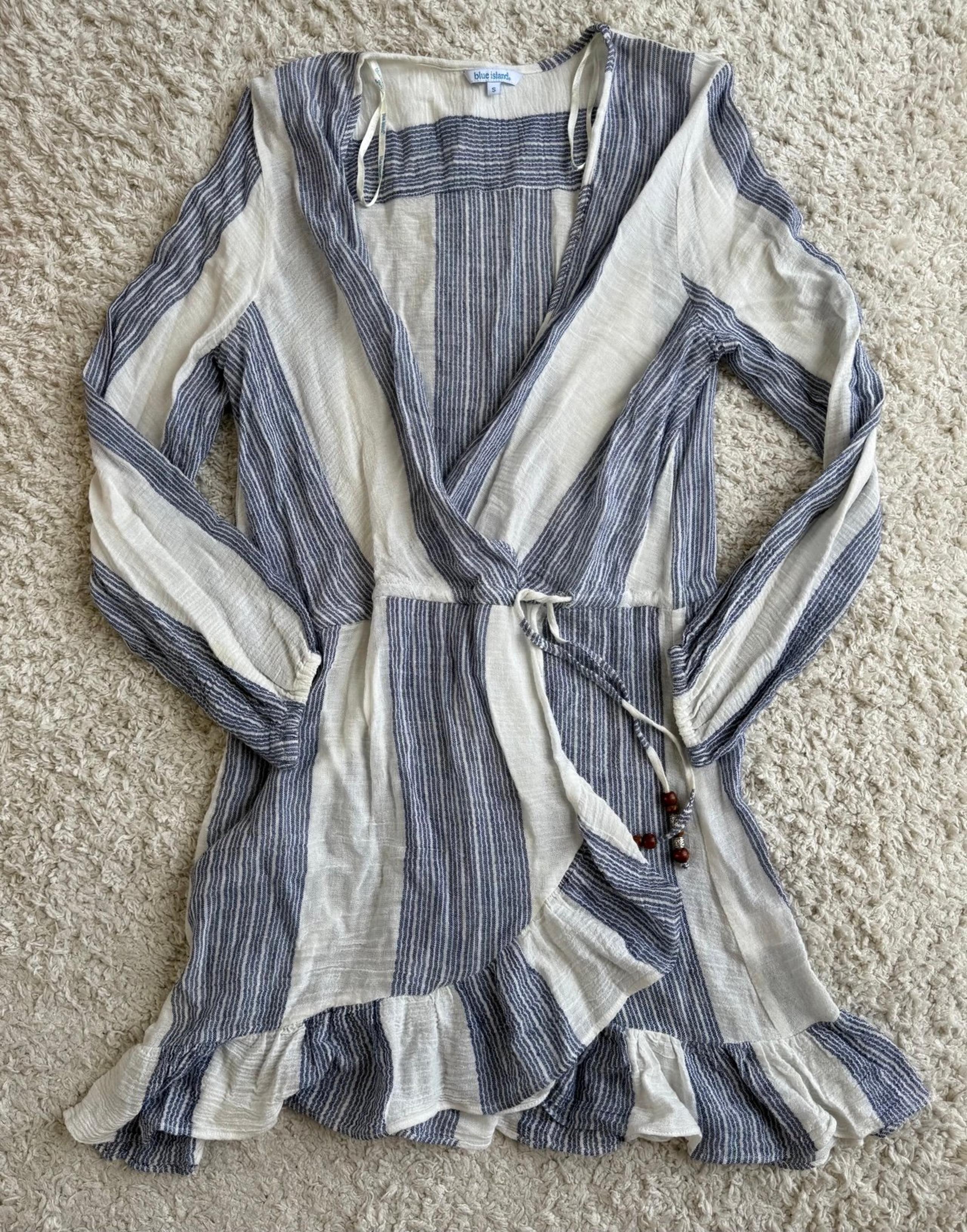 Women's Blue Island Dress Size S Blue and White Striped