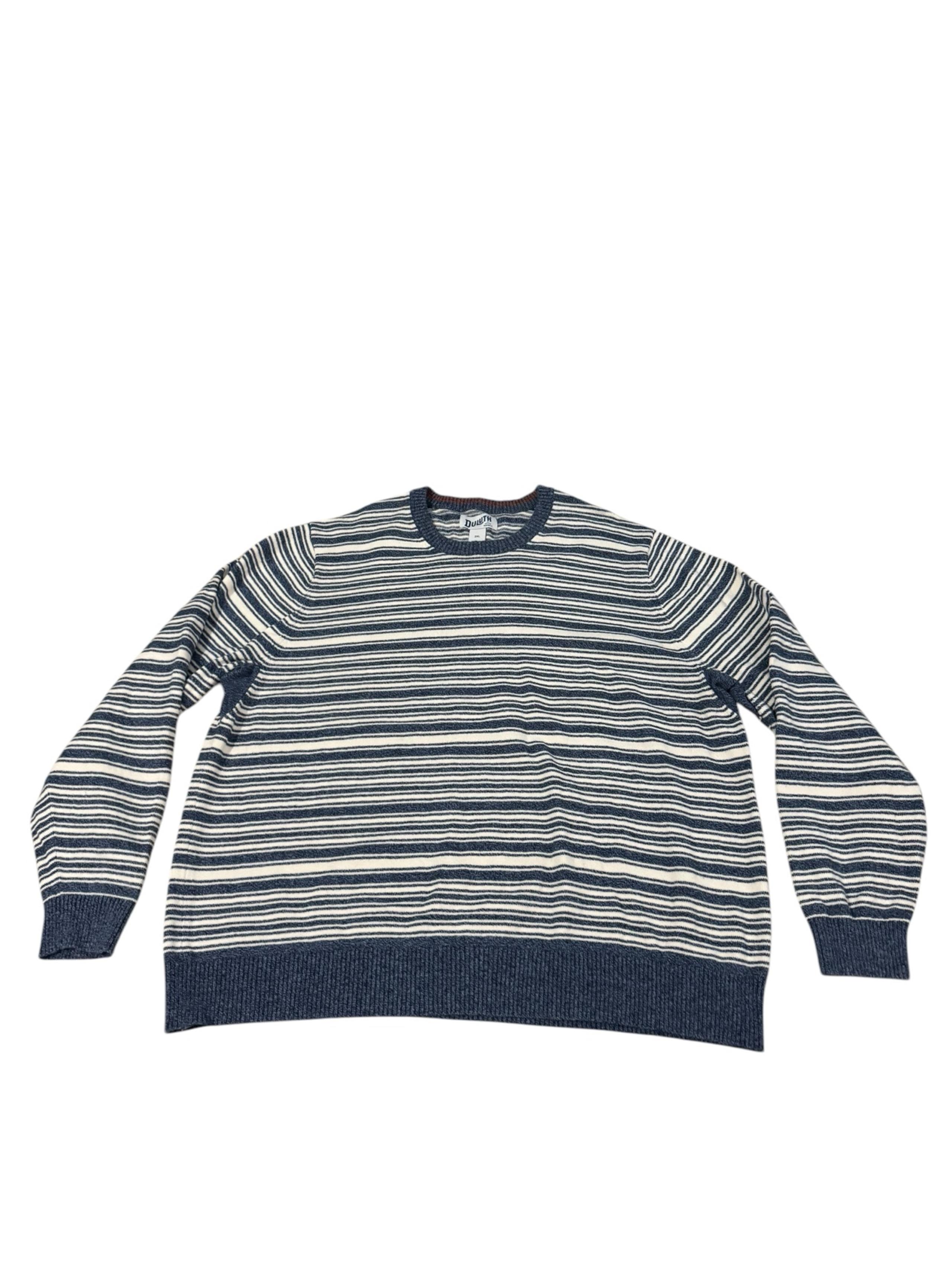 Duluth Trading Co Striped Pullover Sweater Men’s 2XL Blue White Long Sleeve