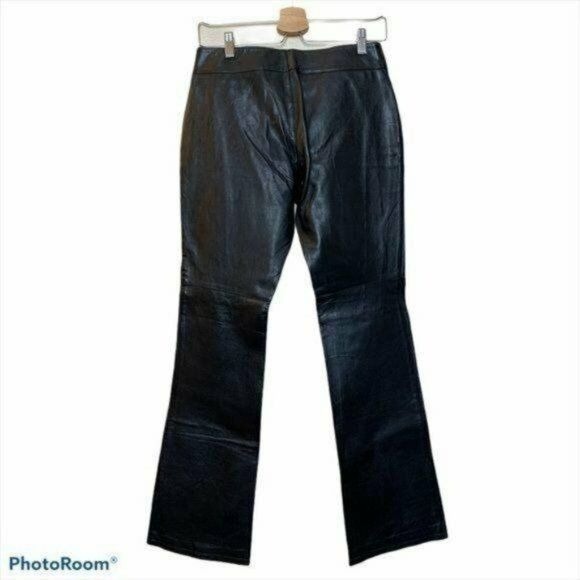 Vintage Old Navy Black Low-Rise Bootcut Y2K Deadstock Leather Pants Sz 2