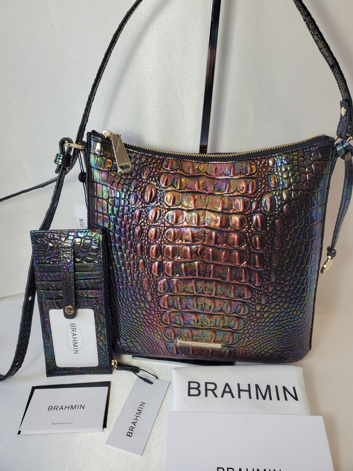 Brahmin Black Pearl Katie + Credit Card Wallet