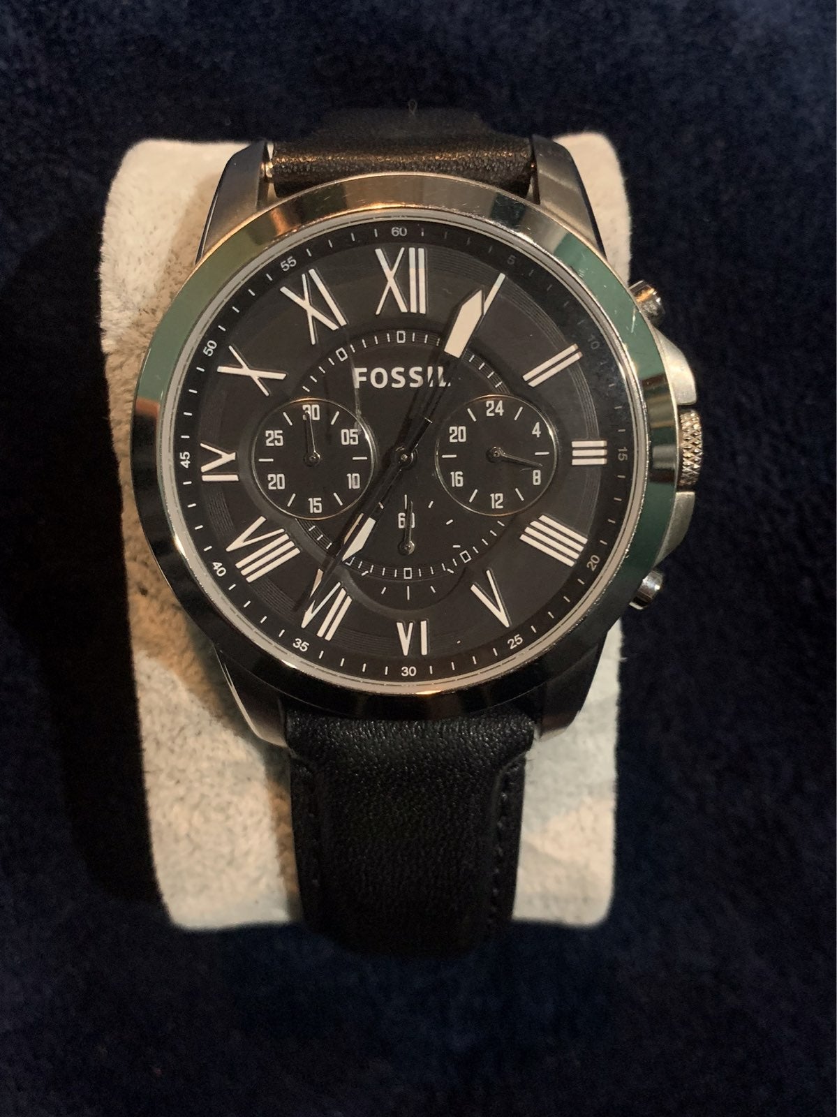 Fossil Men's Watch with Black Leather Band