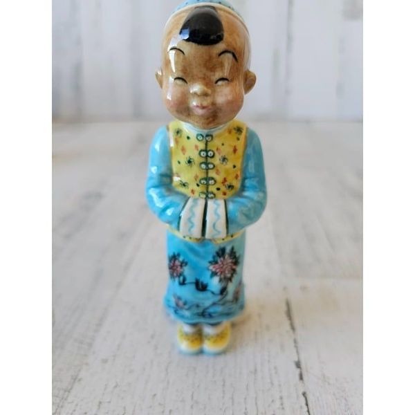 Gort wong li blue vintage boy Buddha Monk figurine Chinese Japanese priolo statu
