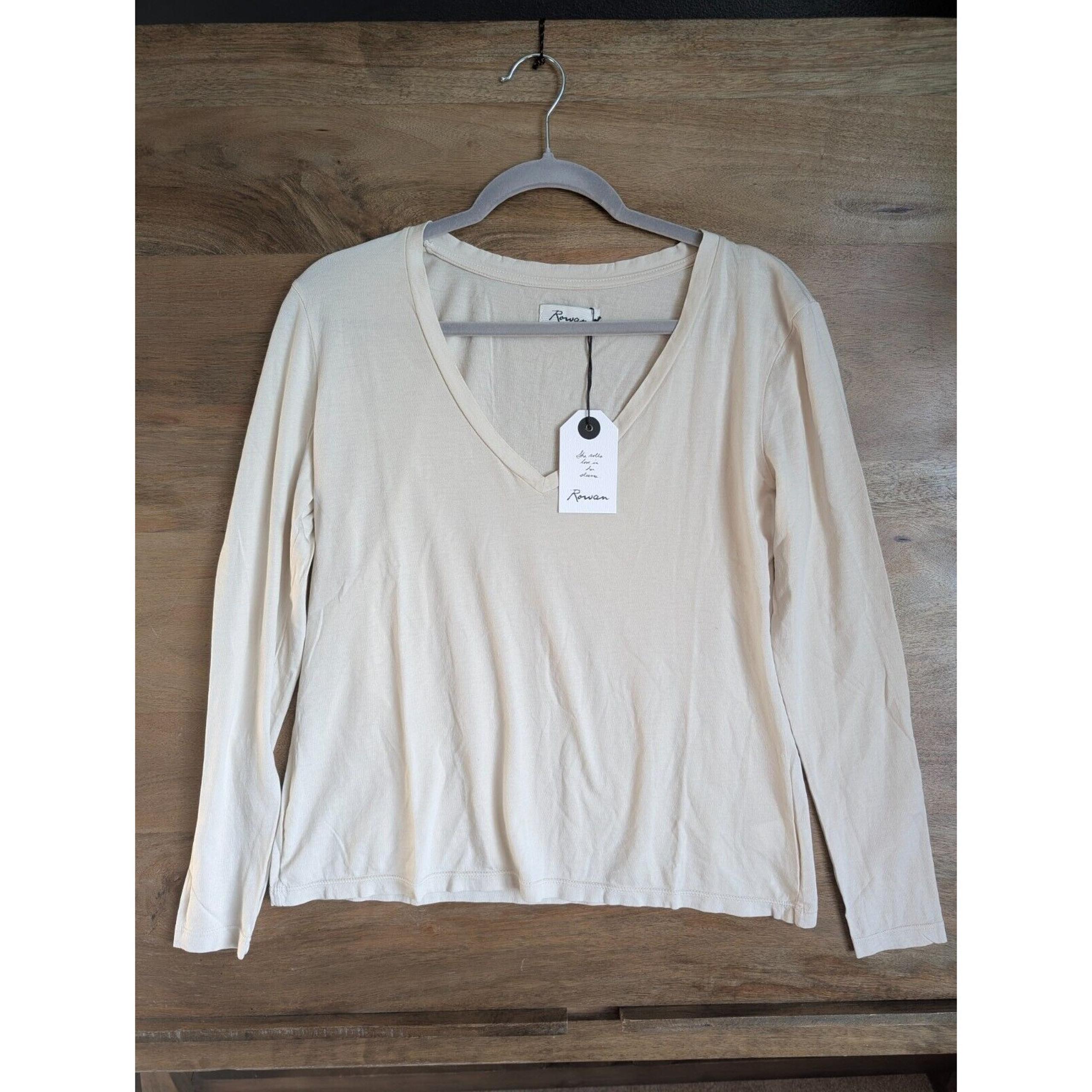Rowan Tee Shirt Womens Small Bone Tyler Long Sleeve Deep V Neck Lightweight
