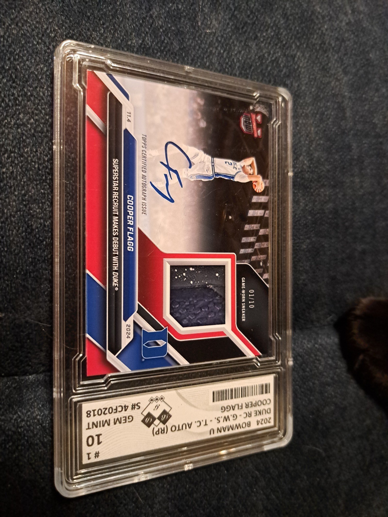 2024 bowman u Duke rc G.W.S. T.C AUTO COOPER FLAGG GEM MINT 10 RP= REPRINT