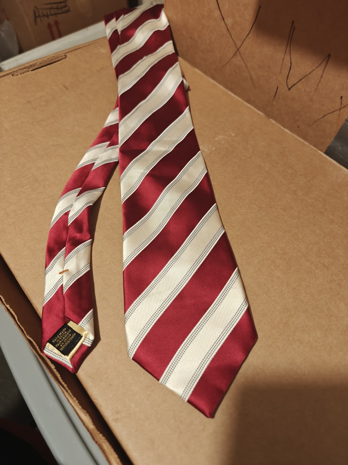 Donald J. Trump Red White Blue Diagonal Stripe Silk Tie