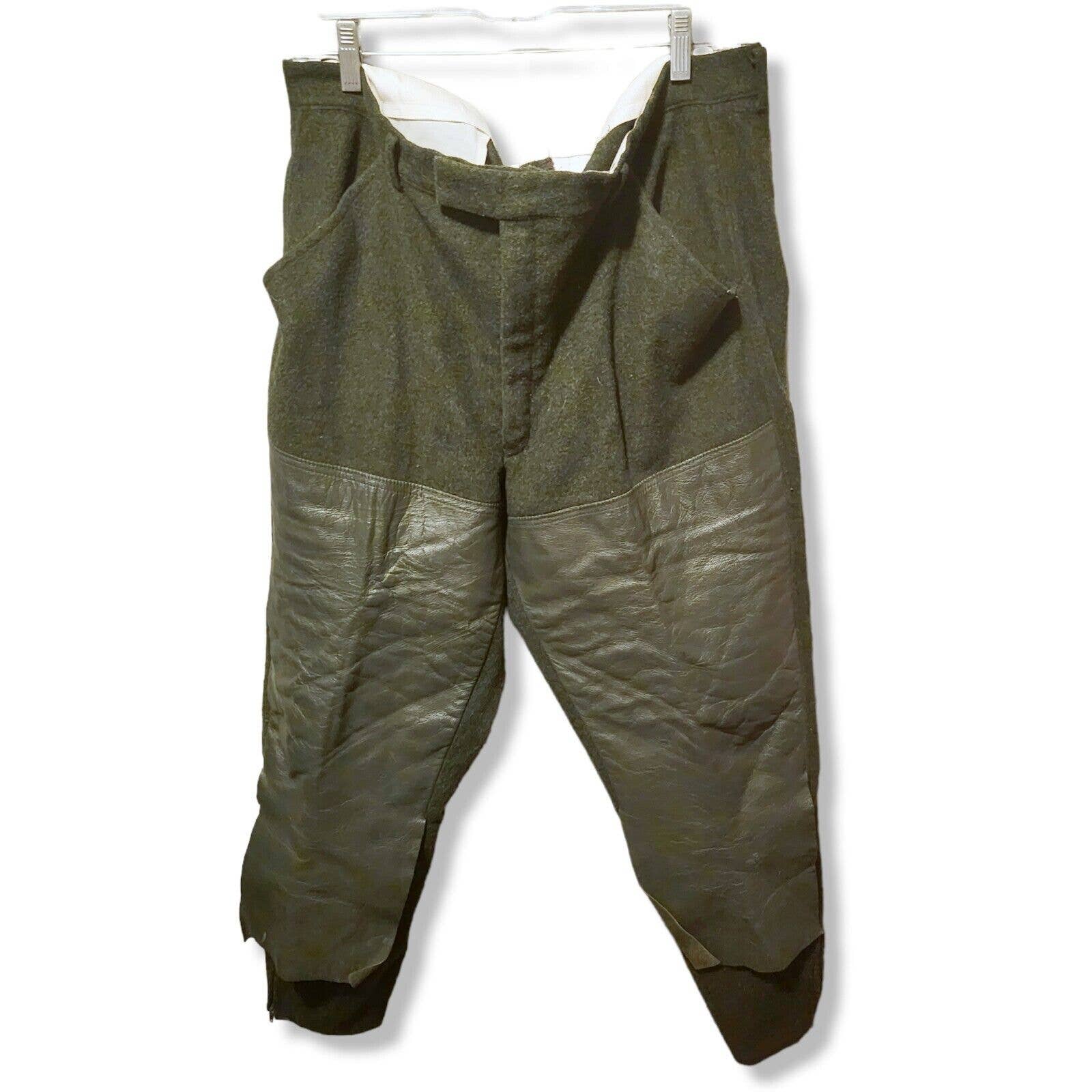 Vintage Wool Military Pants Men's 40 Wool Field Outdoor Brush leather hunting