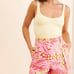 NWOT FARM Rio Womens Pink/Lobster Cotton Shorts Size L High Rise