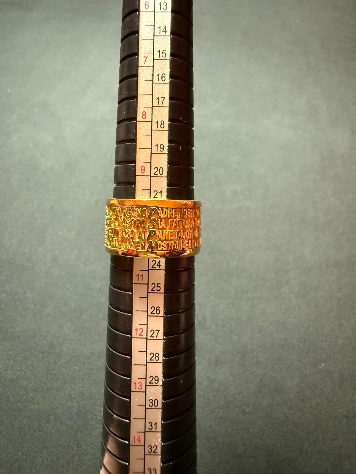 EUC unique men’s women’s ring 18k gold plated Our Father Lord’s Prayer Italian