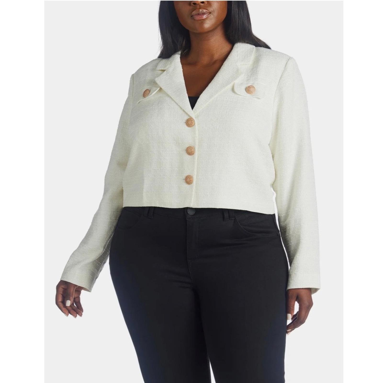 Marée Pour Toi Chic Tweed Jacket in Ivory/Off White, Plus Size 22 New w/Tag