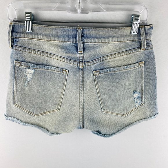 Frame Le Cutoff Distressed Light Wash Sandblasted Jean Shorts Women's 25 TAFFS