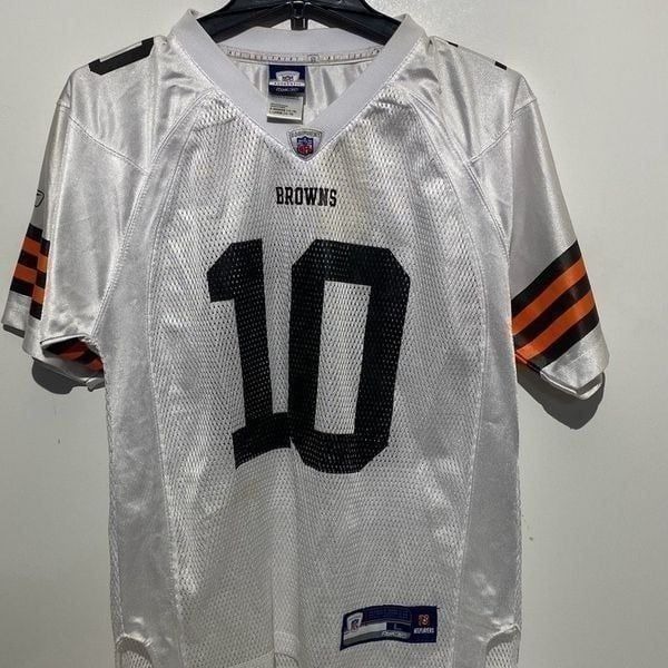 Reebok Kids' White Cleveland Browns Quin V-Neck NFL Jersey Size Large