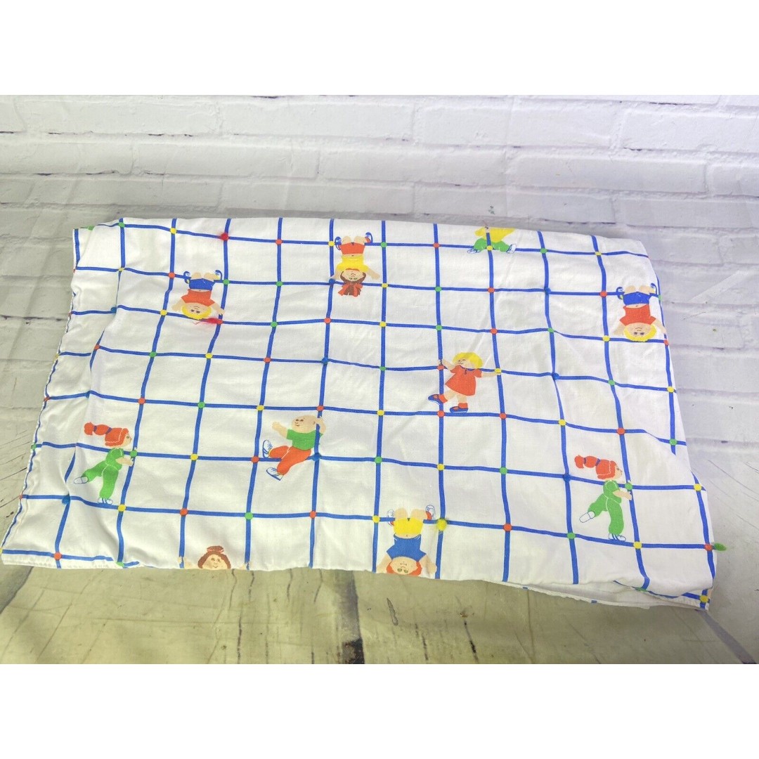 Vintage Cabbage Patch Doll Homemade Baby Blanket Grid Print