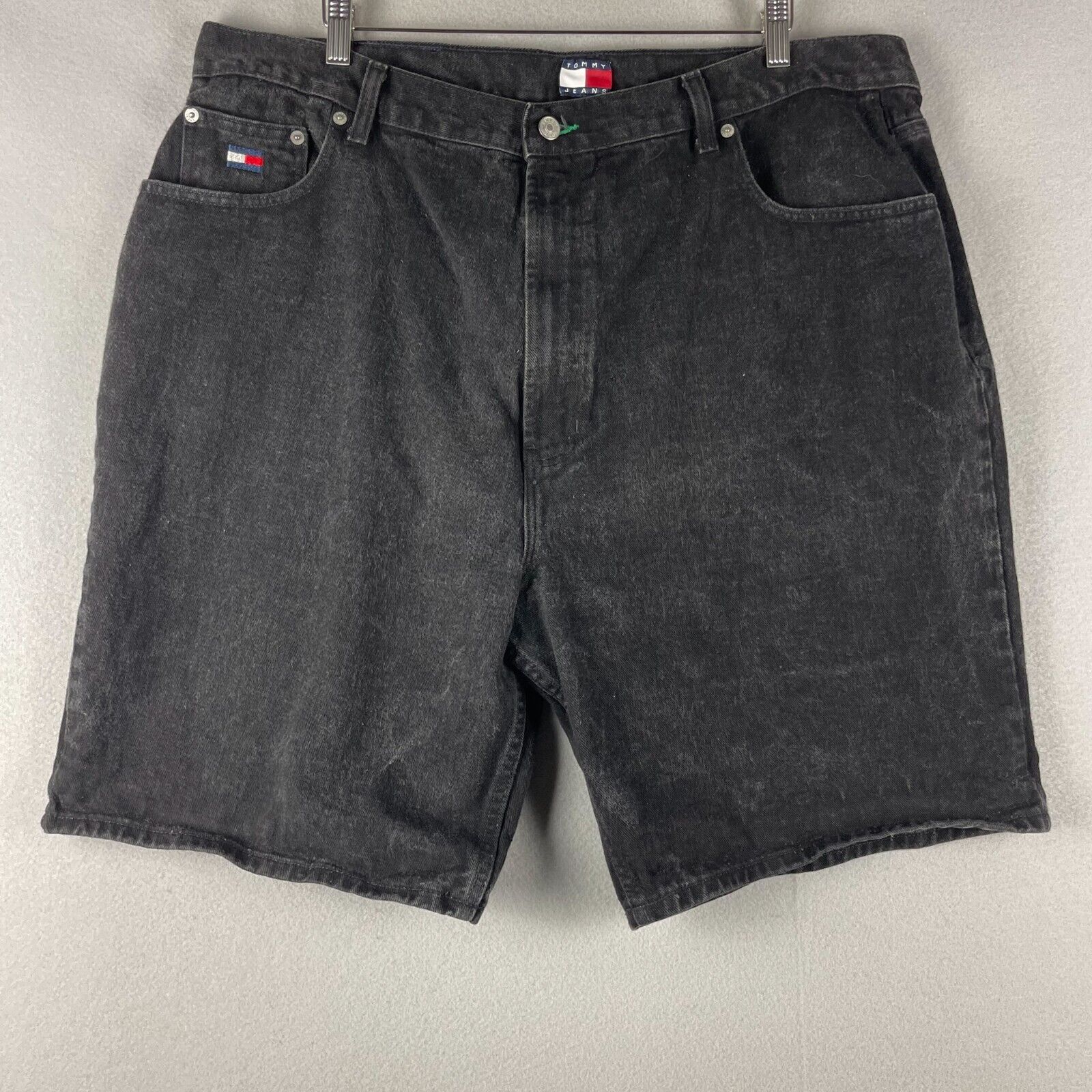 Vintage Tommy Hilfiger Freedom Denim Short Mens 40x9 Black Faded Flag 90s Skater