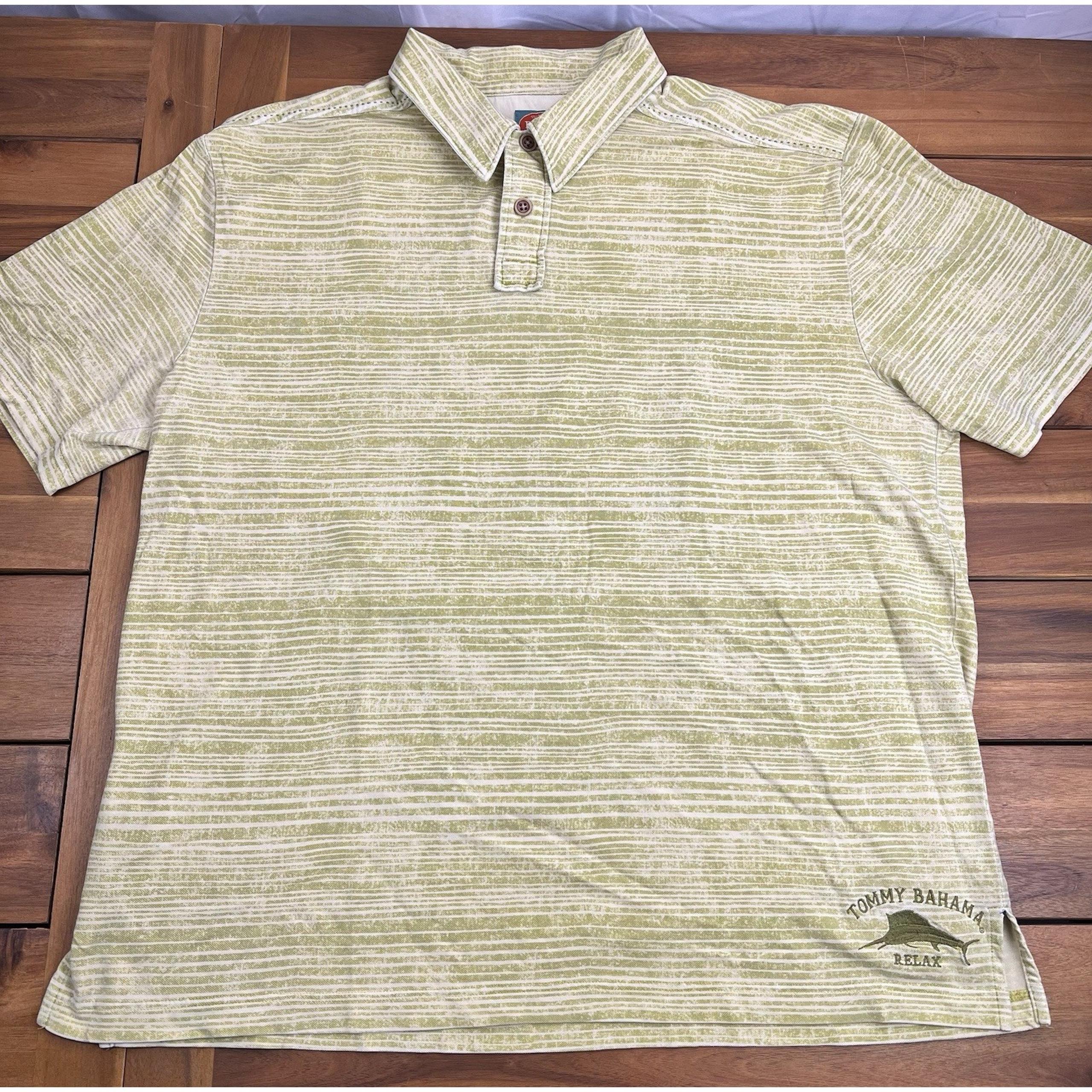 Vintage Tommy Bahama Sz XL Men's Relax Polo Distressed Green Yellow Men's Shirt