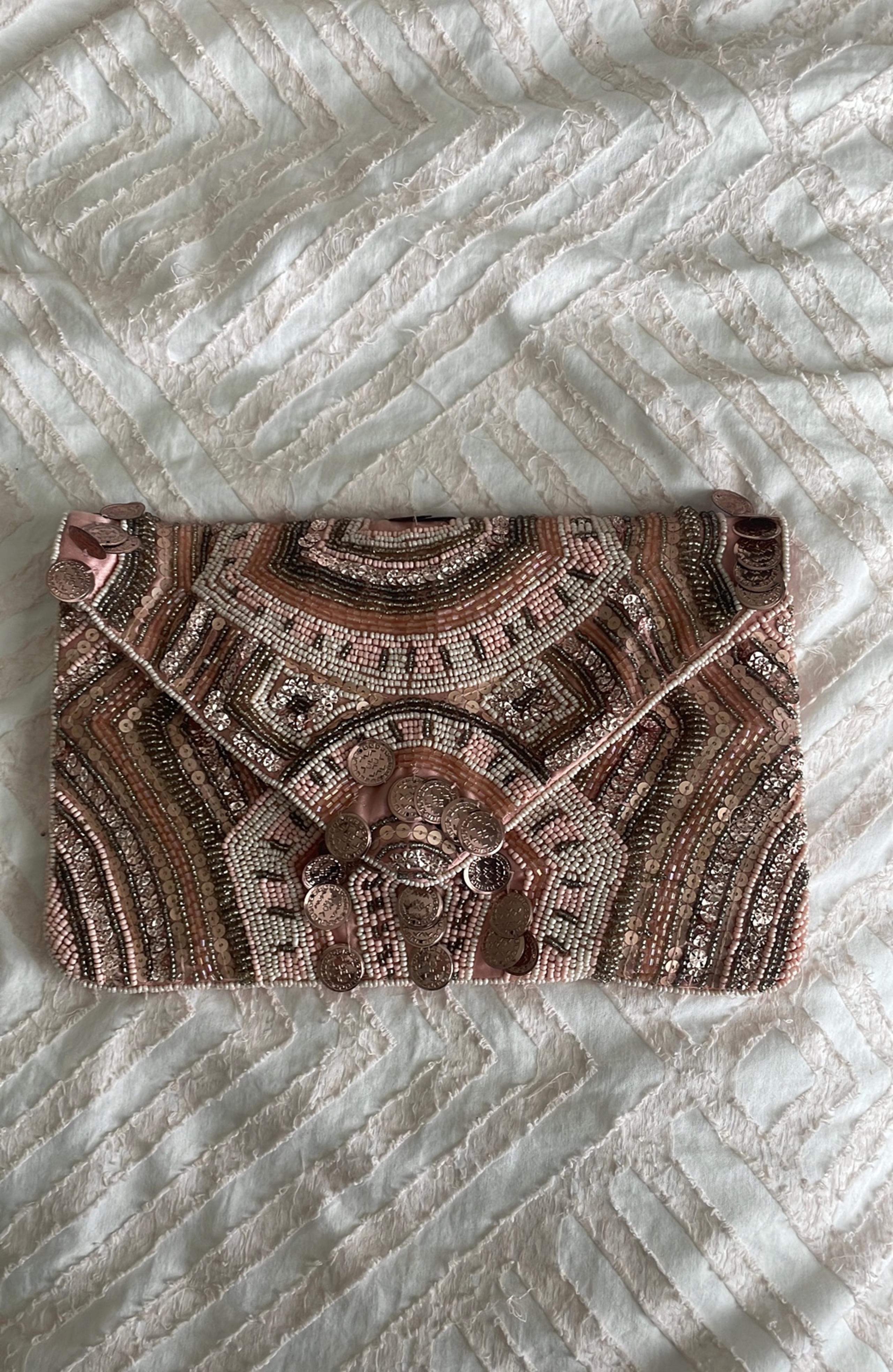 Pink Beaded Clutch/Crossbody