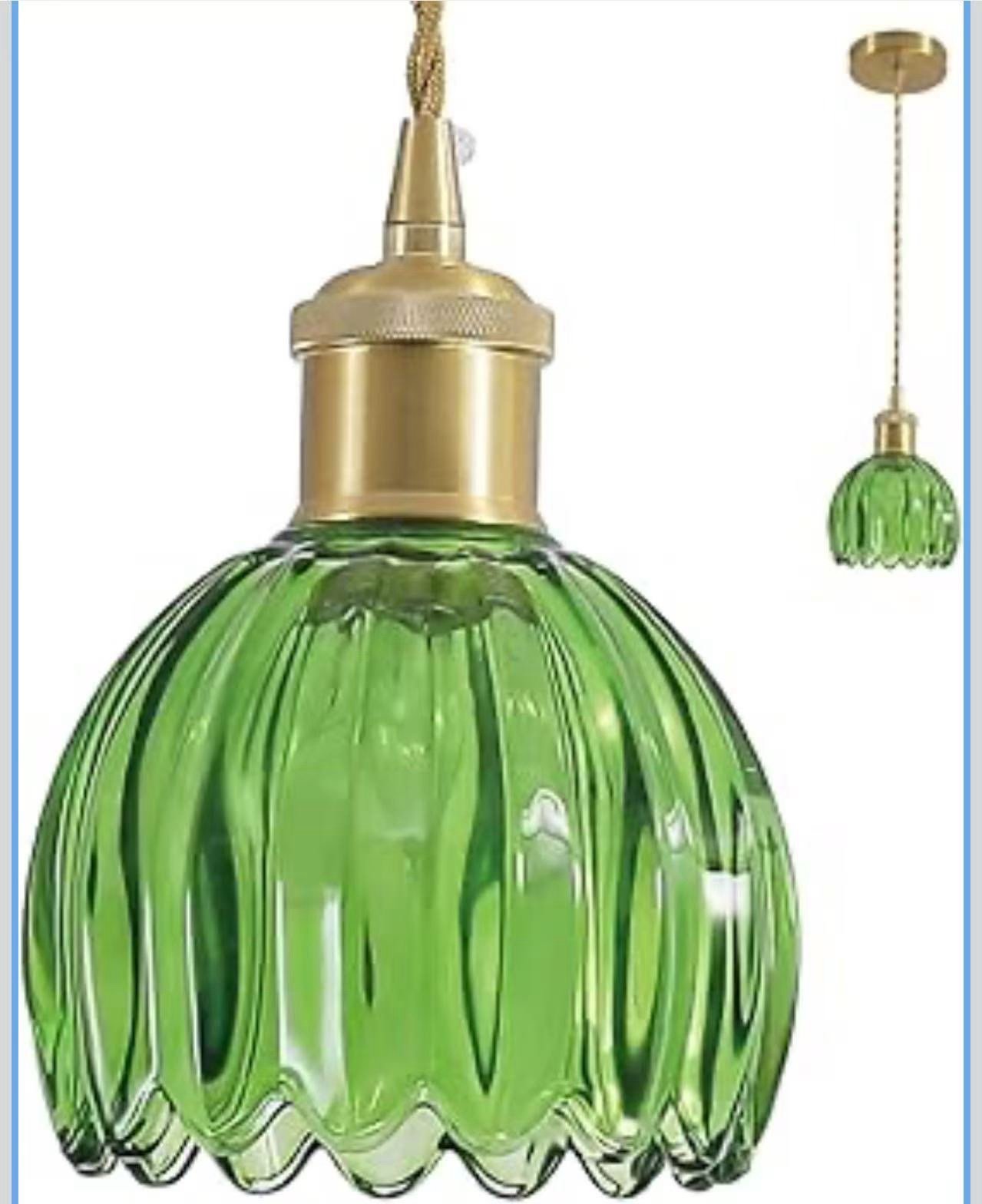 Mini Flower Pendant Light Fixtures Adjustable Hanging Lamp, Vintage Glass Pendan