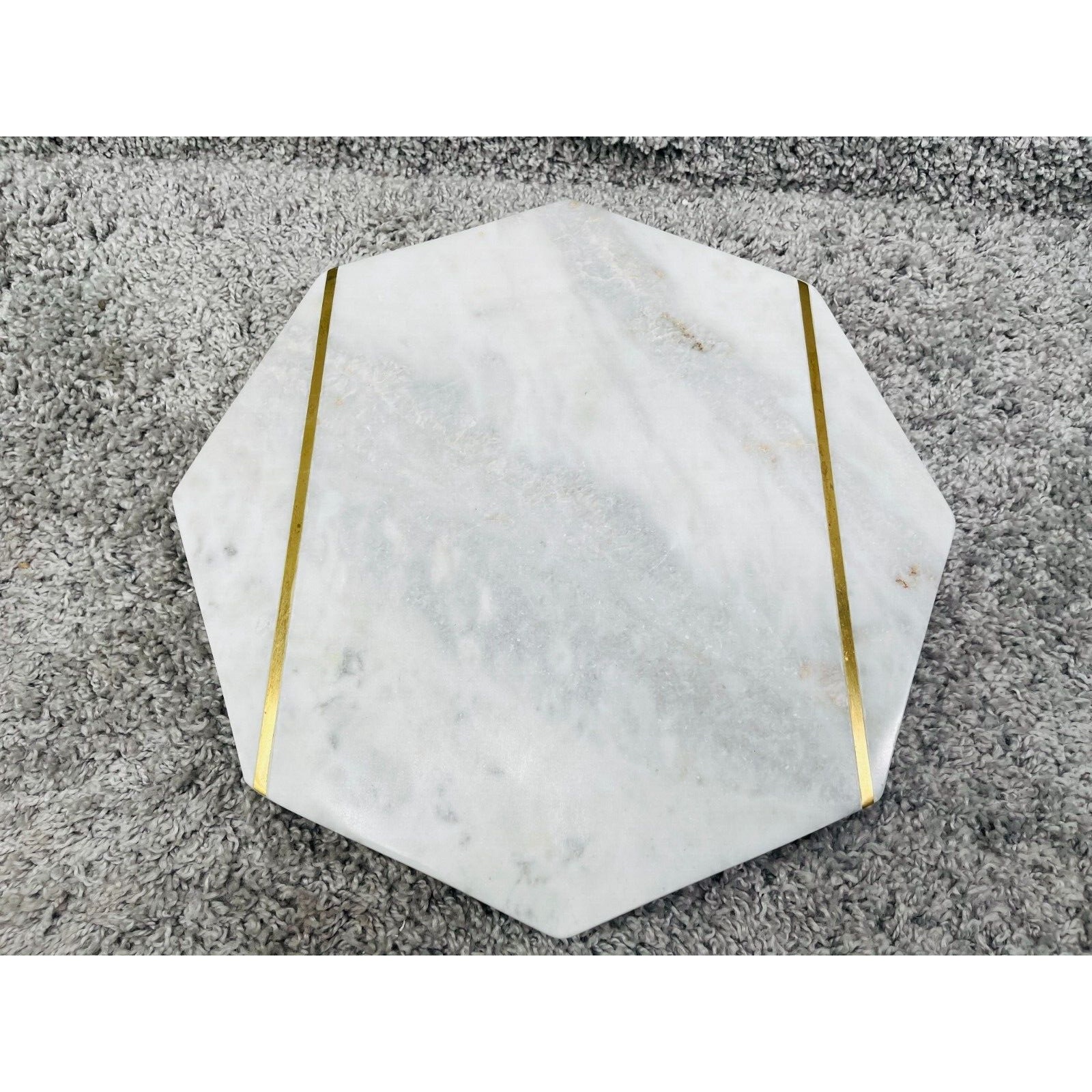 Marbled Hexagon Tray Ceramic With Gold Line Plating Table Moveable