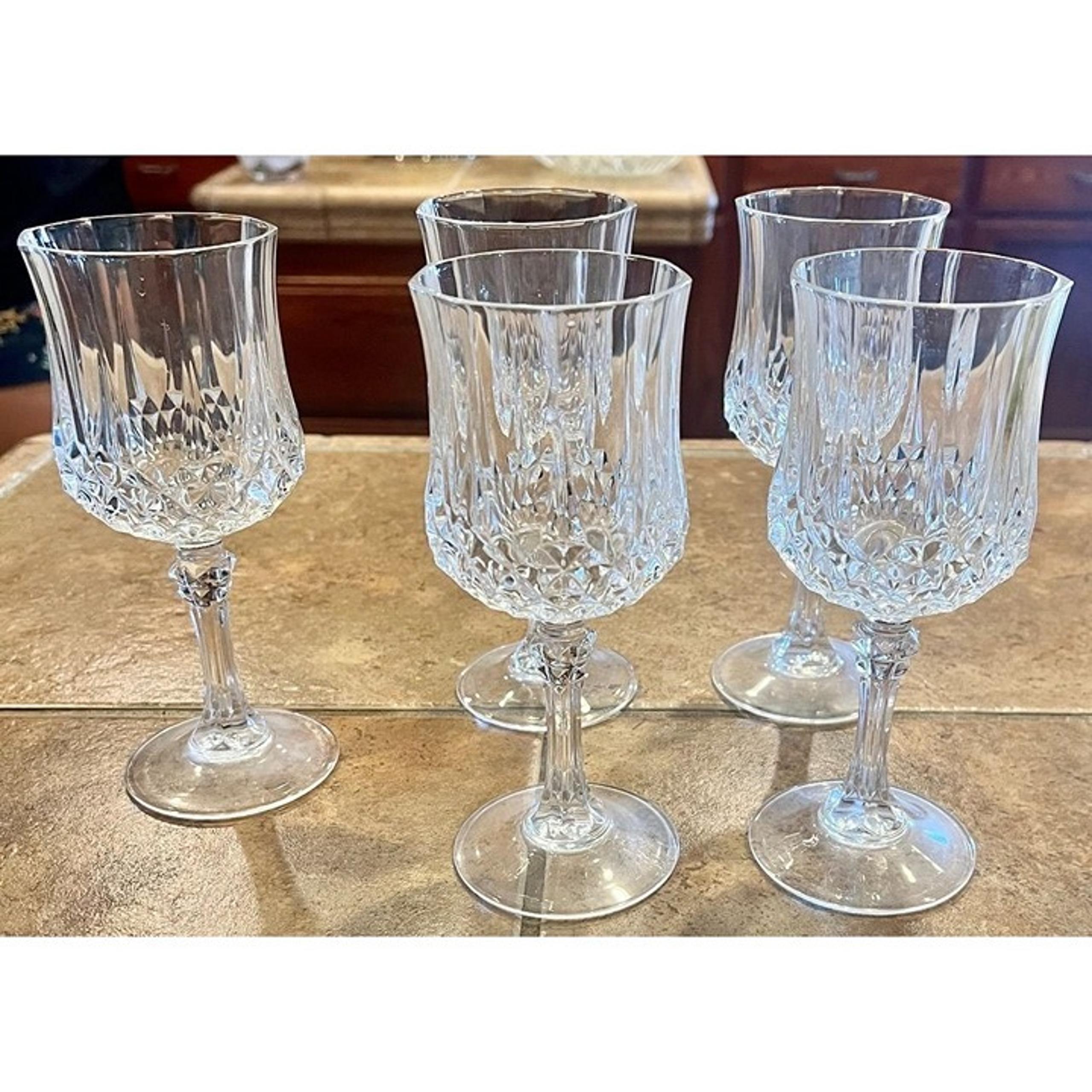 VIntage Wine Glass Longchamp (Clear) Cristal d' Argues Durand Set of 5