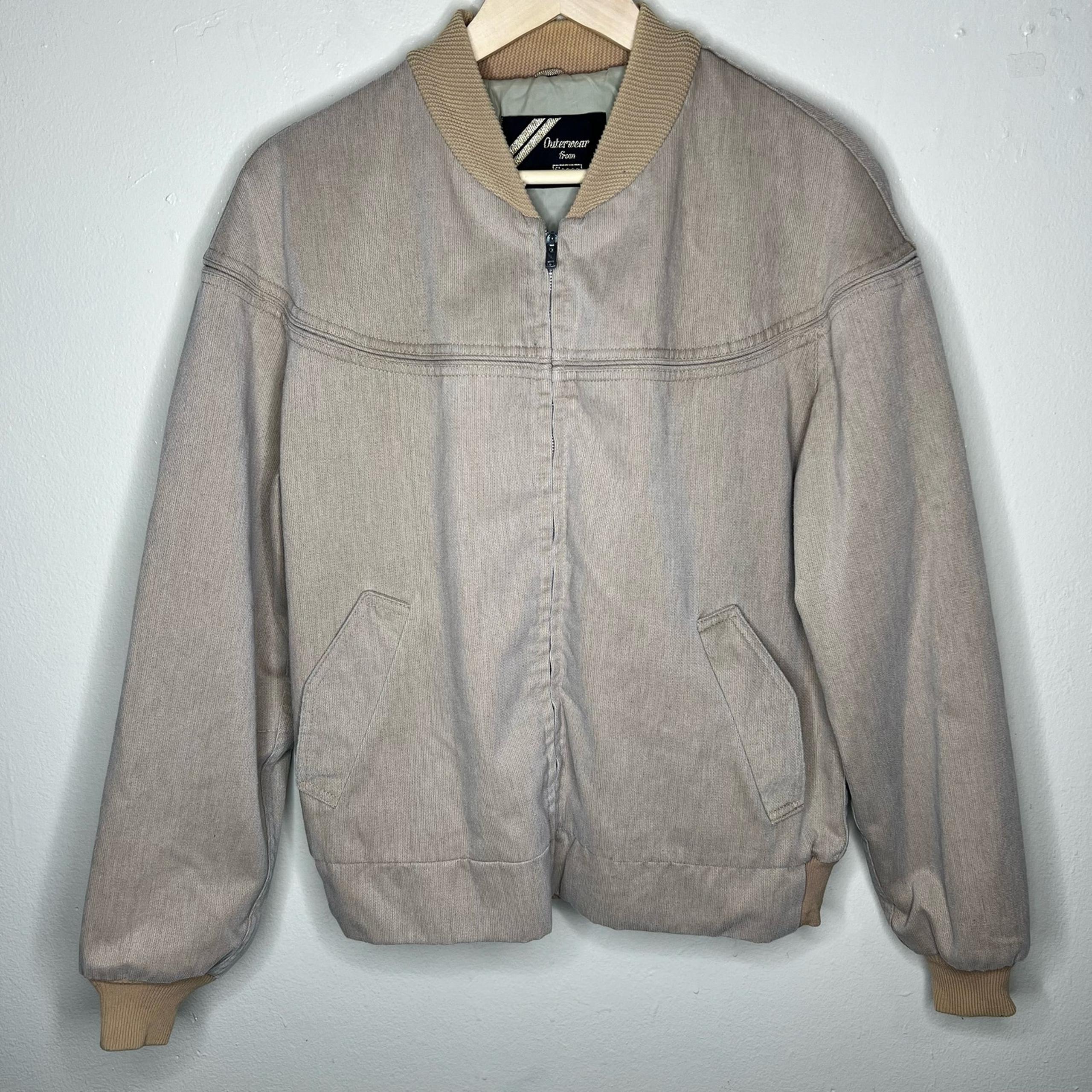 Vintage 70s Outerwear by Sears Bomber Jacket MEDIUM Corduroy Beige Flight Winter