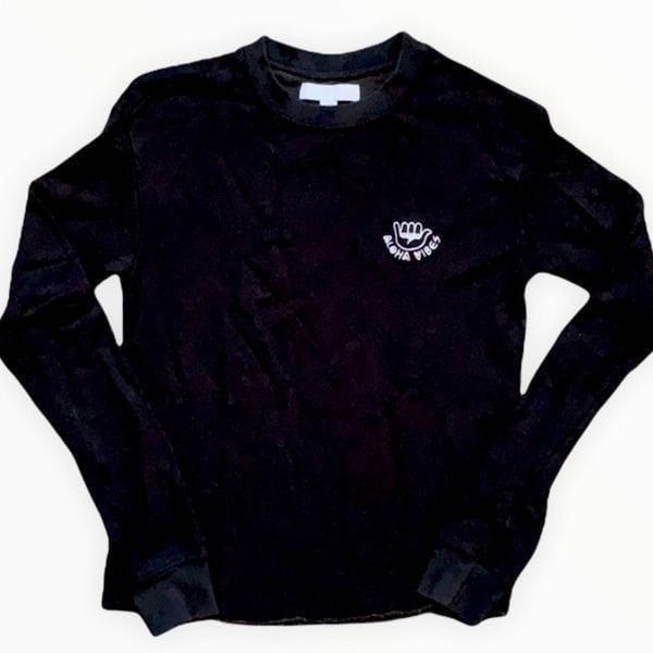 Spiritual Gangster x Equinox Black Crewneck Aloha Vibes Sweatshirt Sz Small