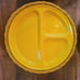 Set of 4 Yellow Enamel Divided Grill Camp Picnic 11 3/4 Plates with baskets ea.
