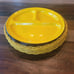 Set of 4 Yellow Enamel Divided Grill Camp Picnic 11 3/4 Plates with baskets ea.