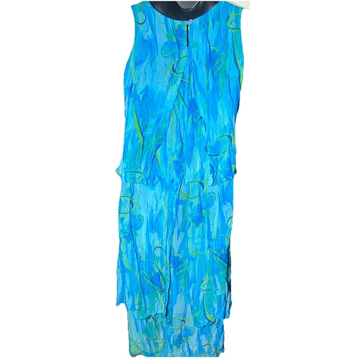 VTG Phool Blue Size Medium Rayon Layered Boho Whimsigoth Sleeveless Maxi Dress