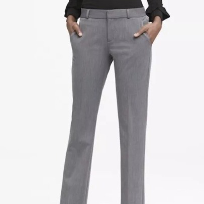 Banana Republic Womens Pants Size 10S Logan Gray Mid Rise Trouser Leg
