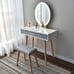 Vanity Table Set with 3 Modes Adjustable Brightness Mirror and Cushioned Stool