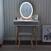 Vanity Table Set with 3 Modes Adjustable Brightness Mirror and Cushioned Stool
